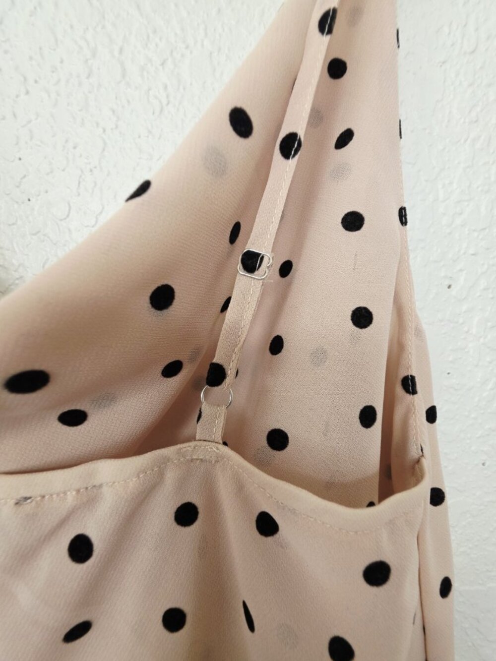 Sans Souci Beige/Black Polka Dot Cowl Neck Camisole Tank Adjustable Strap S - Picture 6 of 9